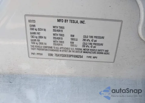 2023 Tesla Model Y Awd/Long Range Dual Motor All-Wheel Drive из США, поврежденный, VIN 7SAYGDEE0PF696254